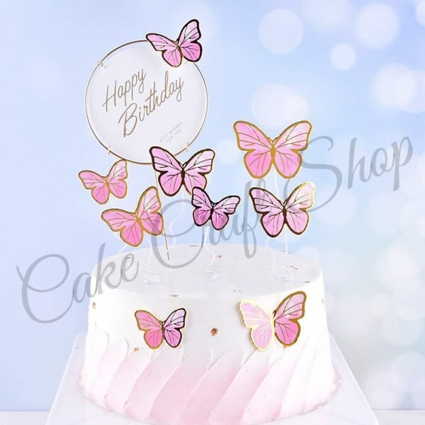 Pink Wired Butterfly Cake Topper