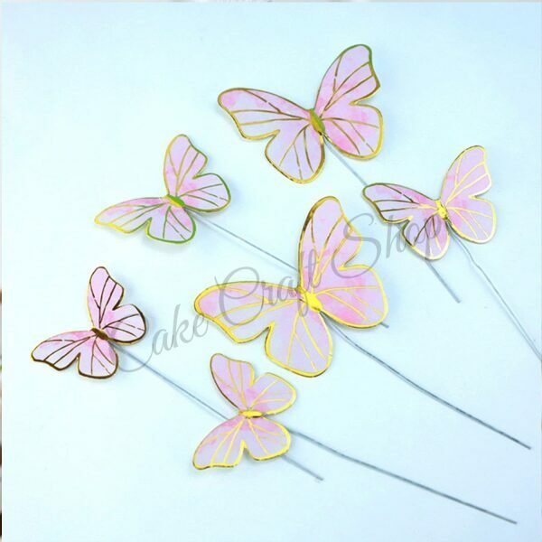 Pink Wired Butterfly Cake Topper - Image 2